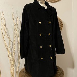 Women's size 16 suede coat gold buttons C Wonder